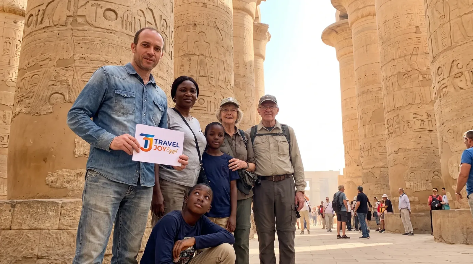 Viajeros en Karnak Temple, Luxor – Paquete de viaje de 10 días a Egipto y Jordania