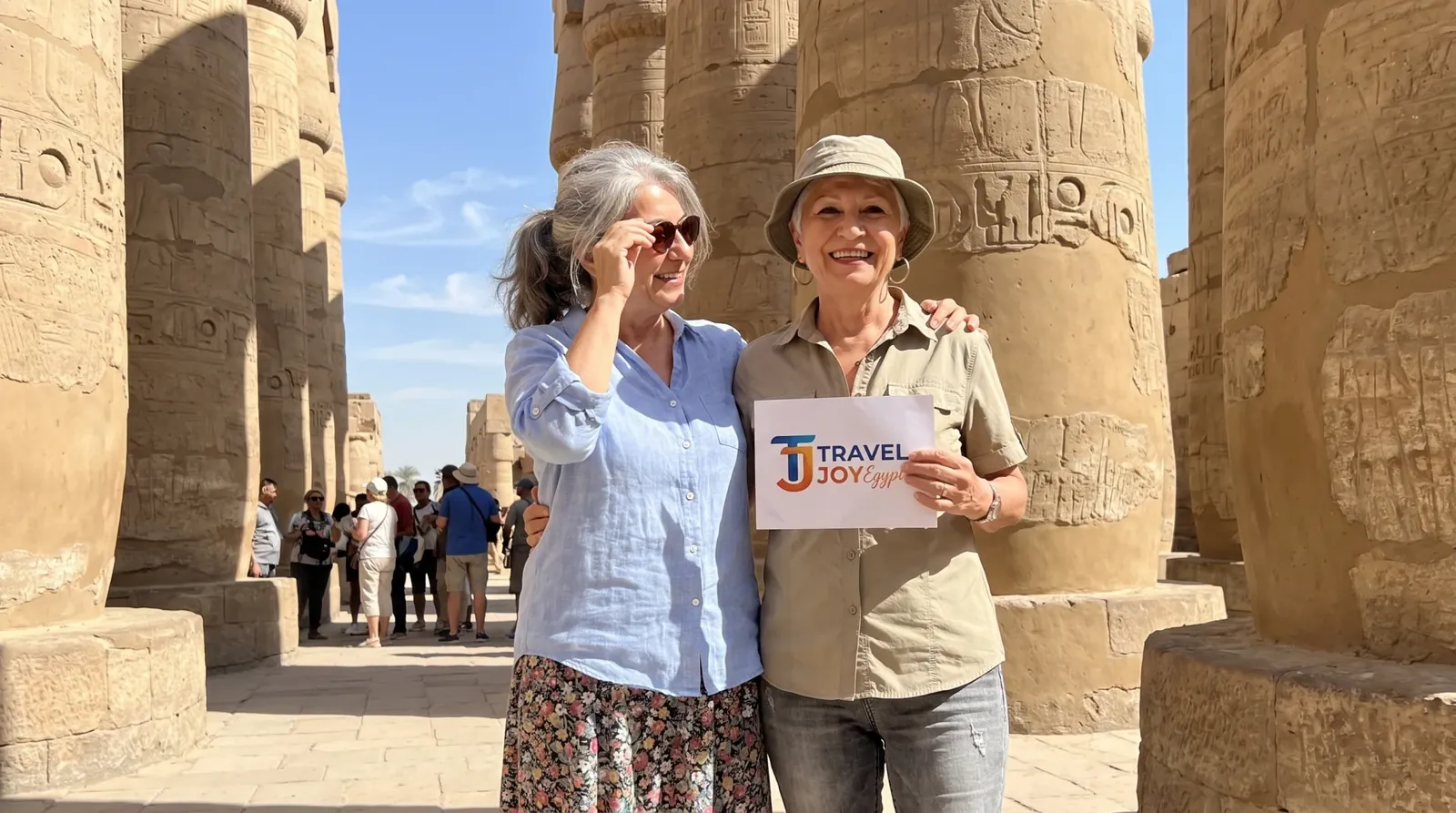 Viajantes em Karnak Temple, Luxor – Aventura em Família no Egito: Pirâmides, Cruzeiro no Nilo & Mar Vermelho