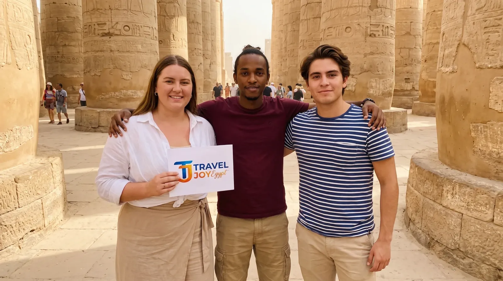 Viajantes em Karnak Temple, Luxor – Tour Egito para Idosos de 10 Dias: Cairo, Hurghada & Nilo