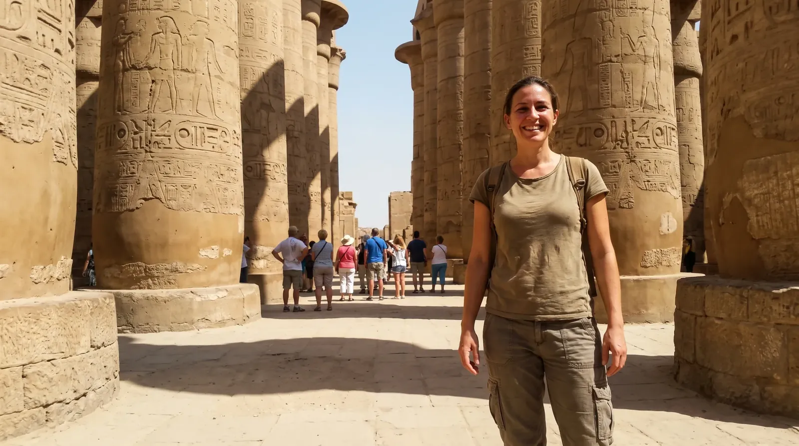 Cestovatelé u Karnak Temple, Luxor – Egypt & Turkey Odyssey: Pyramidy, Nilu & Istanbul