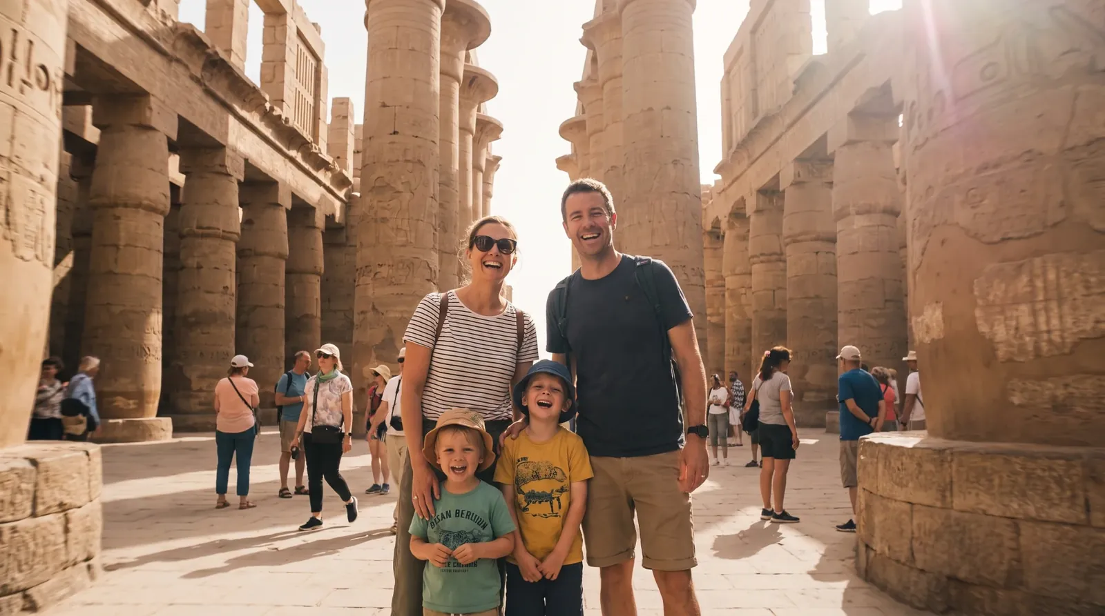 Viajeros en Karnak Temple, Luxor – Tour de Egipto para Mayores de 11 Días: Pirámides y Crucero por el Nilo