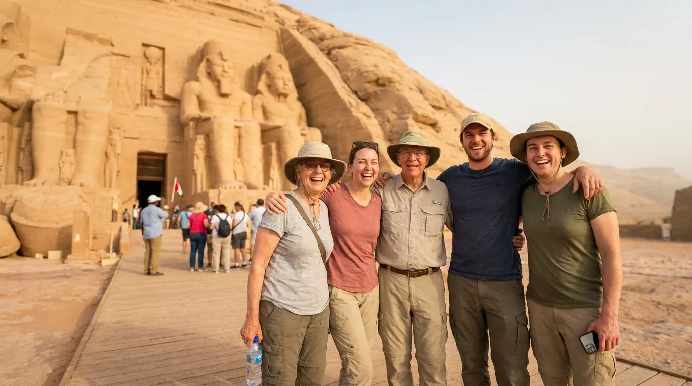 Viajeros en Abu Simbel Temples, Aswan – Navidad en Egipto: El Cairo, Hurghada y Crucero por el Nilo