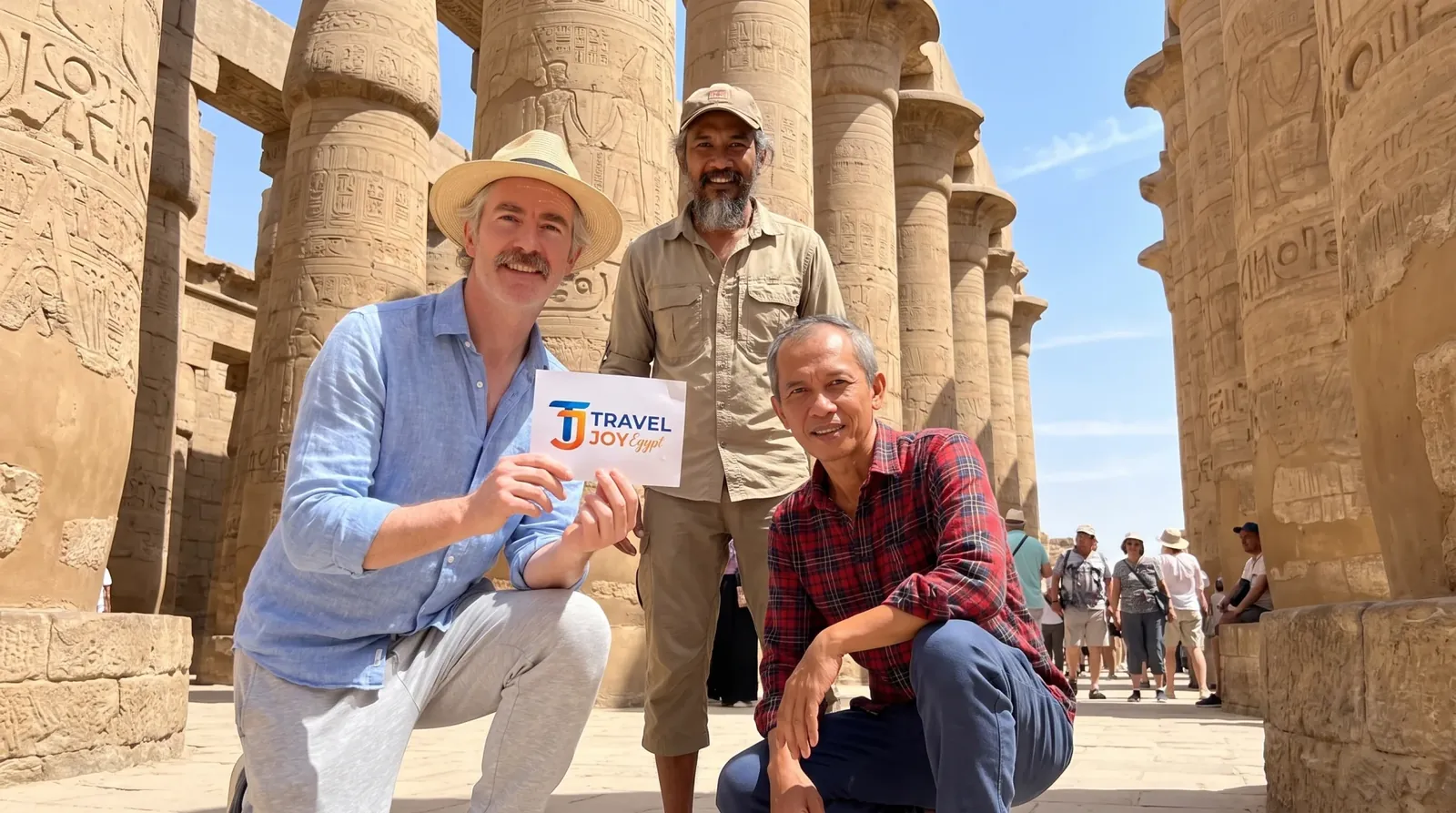 Cestovatelé u Karnak Temple, Luxor – 12denní Velký egyptský zájezd: Káhira, Níl a poušť