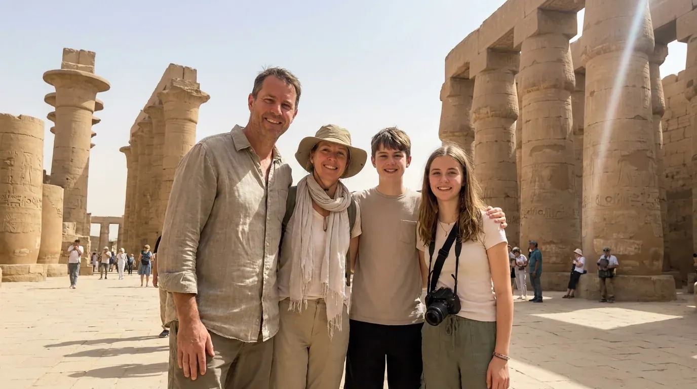 Viajeros en Karnak Temple, Luxor – Tour excepcional de 12 días en Egipto