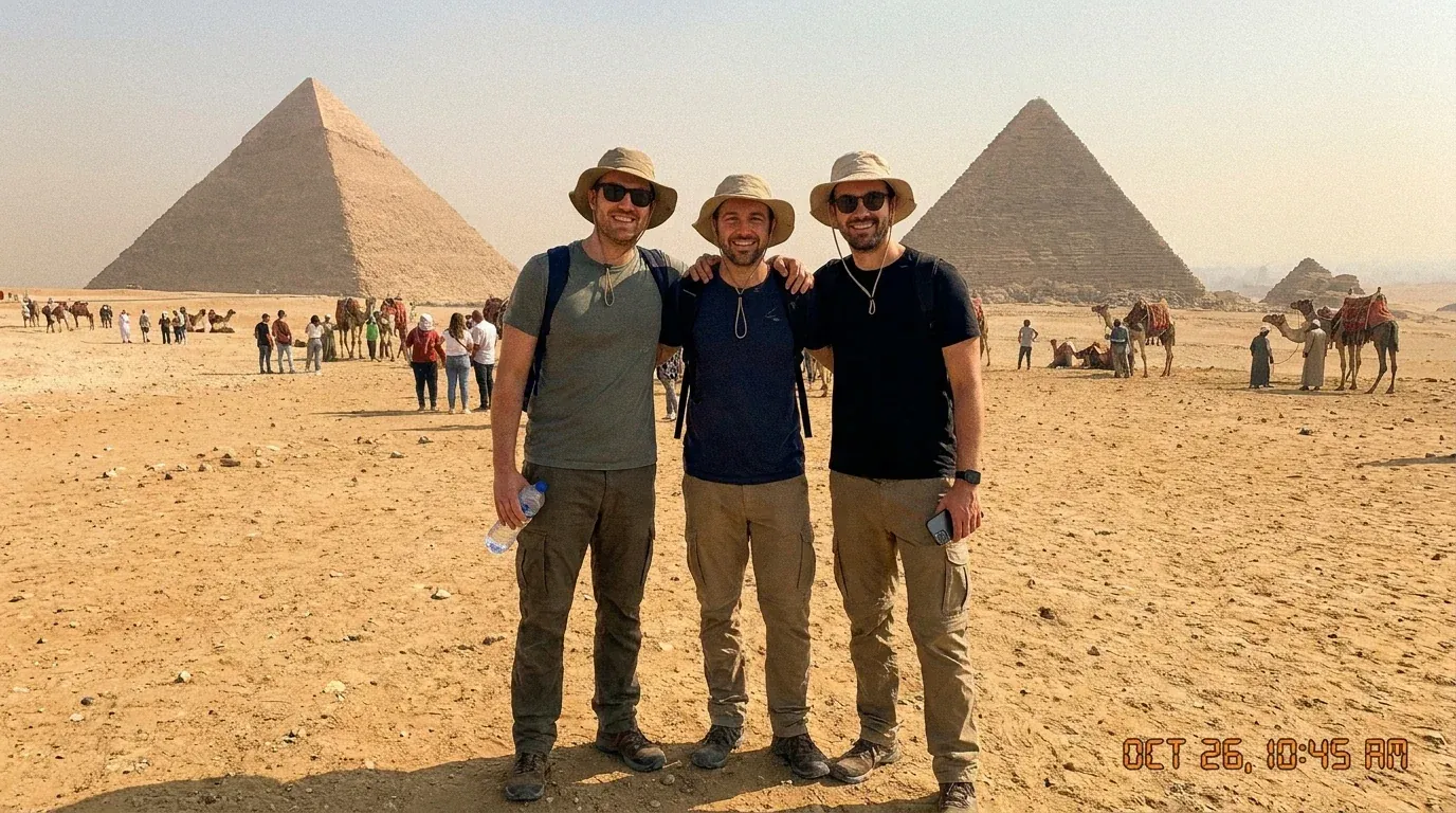 Reisende bei Pyramids of Giza, Cairo – 12-tägige Grand Egypt Tour: Kairo, Nil & Hurghada