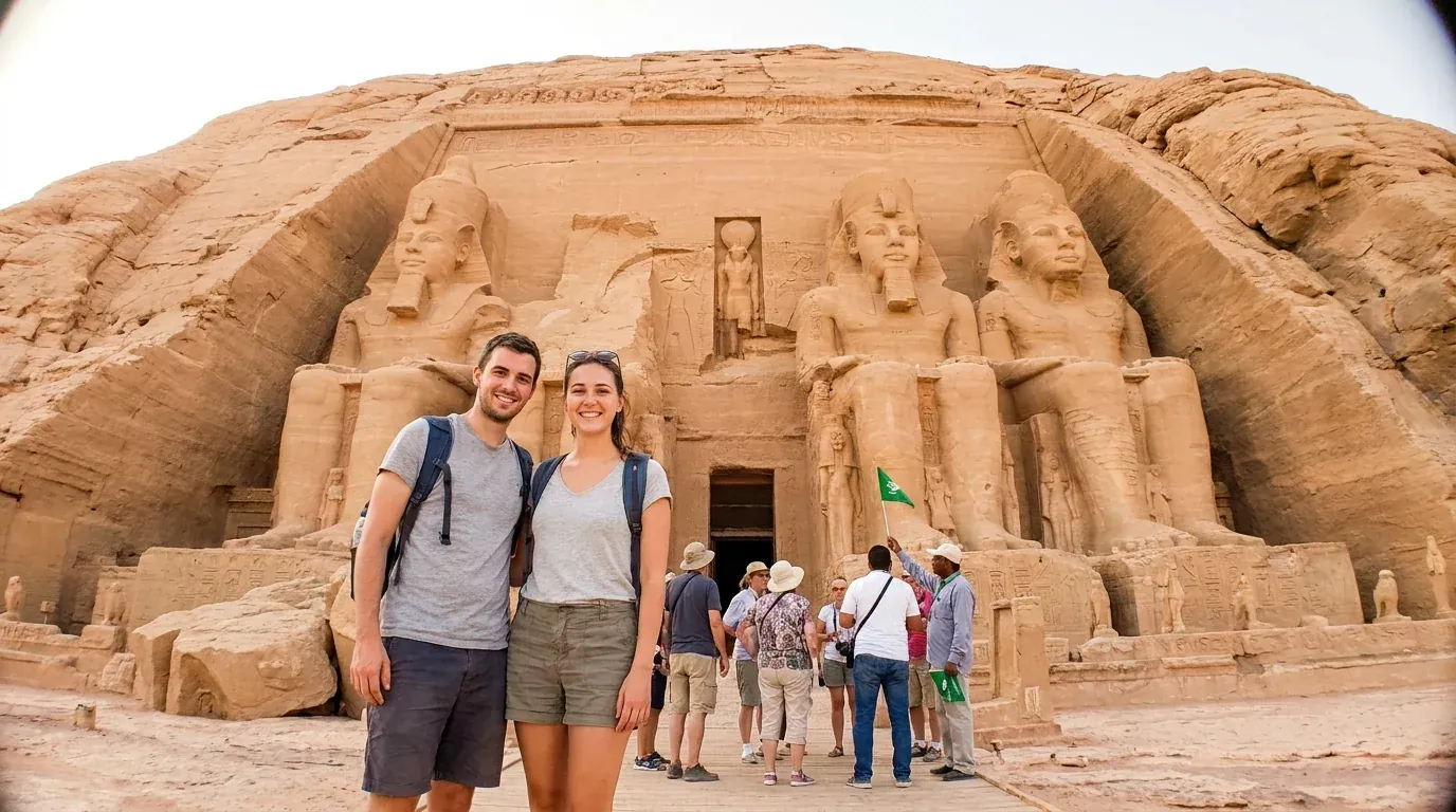 Reisende bei Abu Simbel Temples, Aswan – 12-tägige Ägyptens ultimative Luxustour