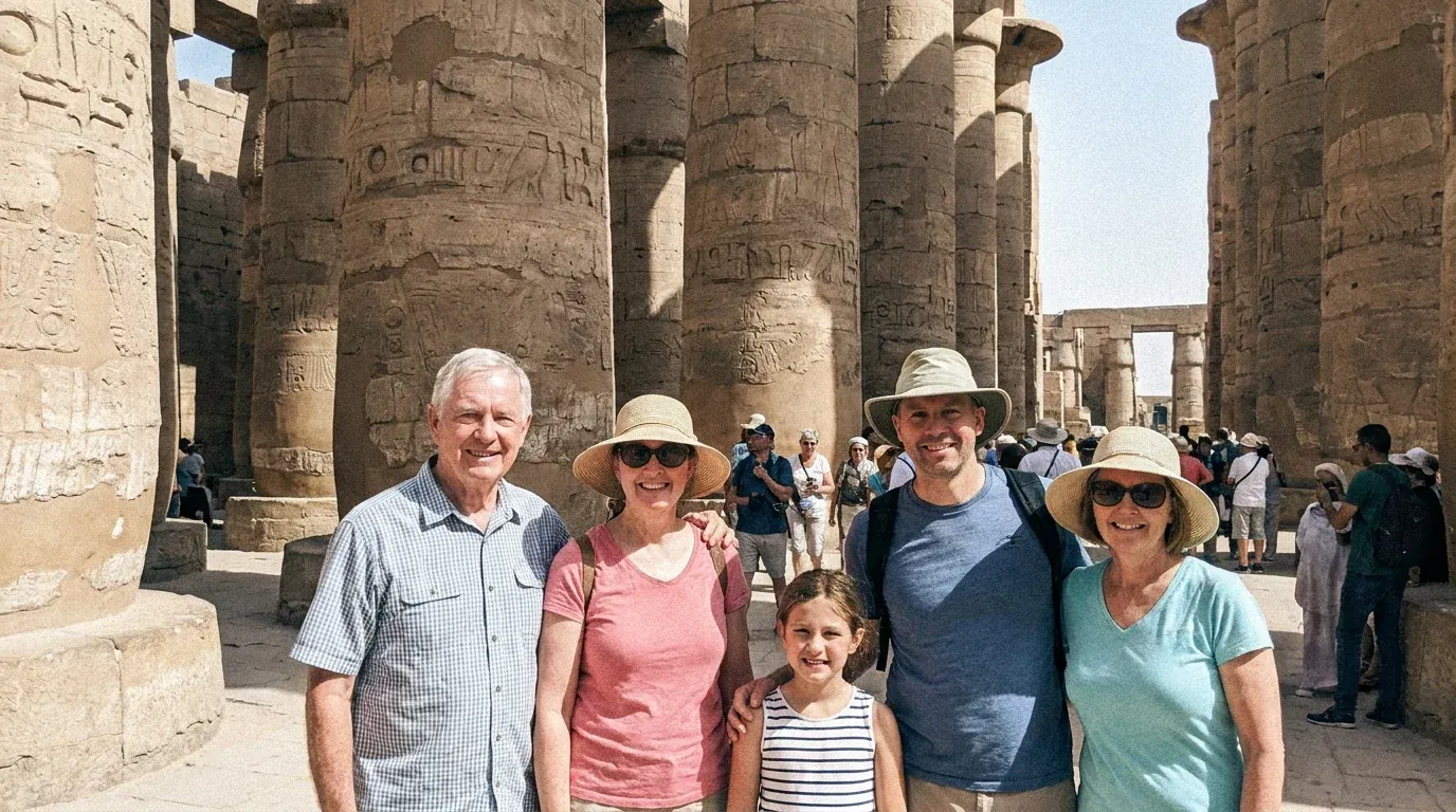 Reisende bei Karnak Temple, Luxor – 13-tägige Grand Egypt Tour: Kairo, Nil & Rotes Meer