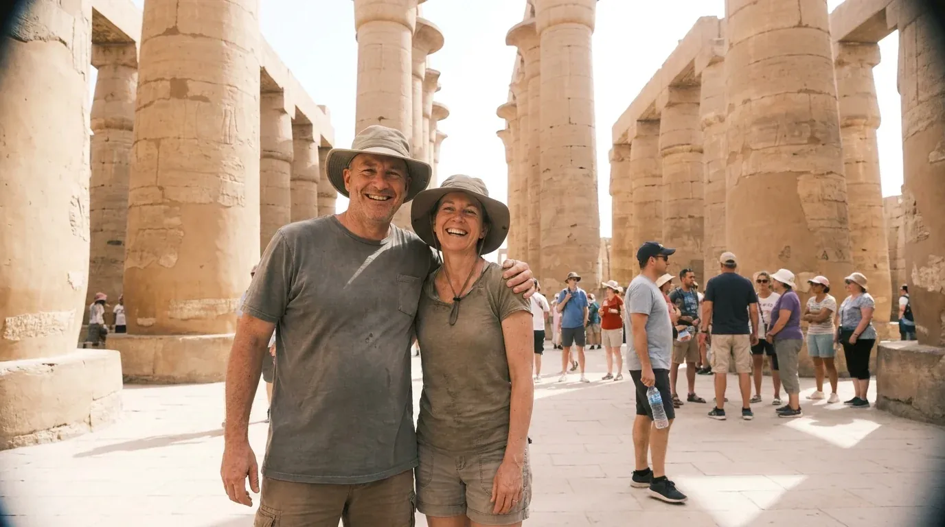 Viajantes em Karnak Temple, Luxor – 14 Dias Cairo Alexandria Luxor Aswan Tour na Turquia