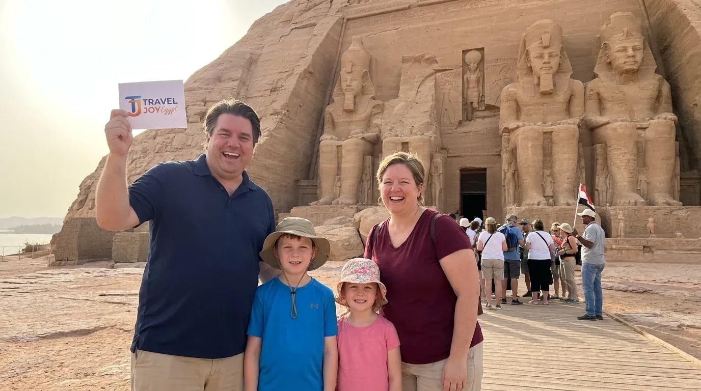 Viajantes em Abu Simbel Temples, Aswan – Tour de Natal e Ano Novo no Egito
