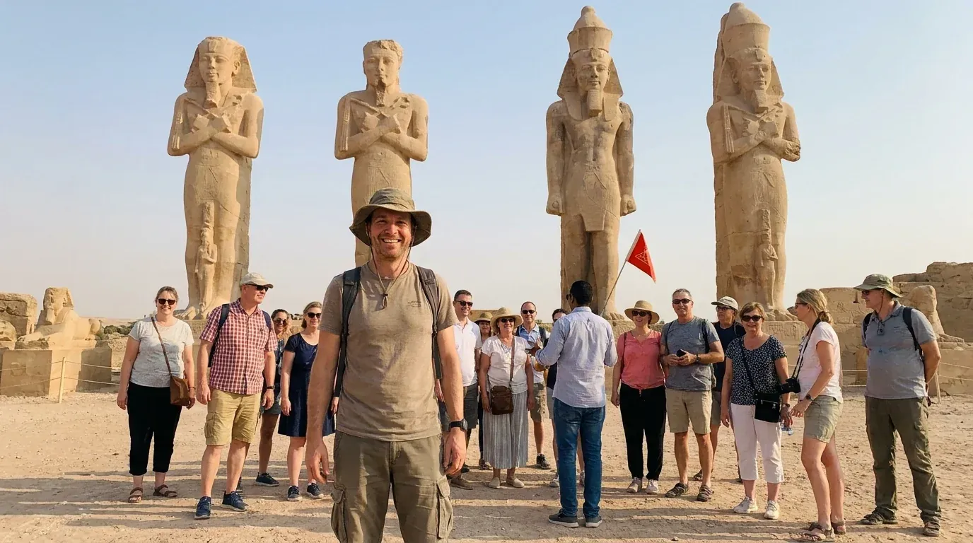 Cestovatelé u Abu Simbel Temples, Aswan – 15 Days Egypt & Jordan Tours, Káhira, plavba po Nilu, Dahab