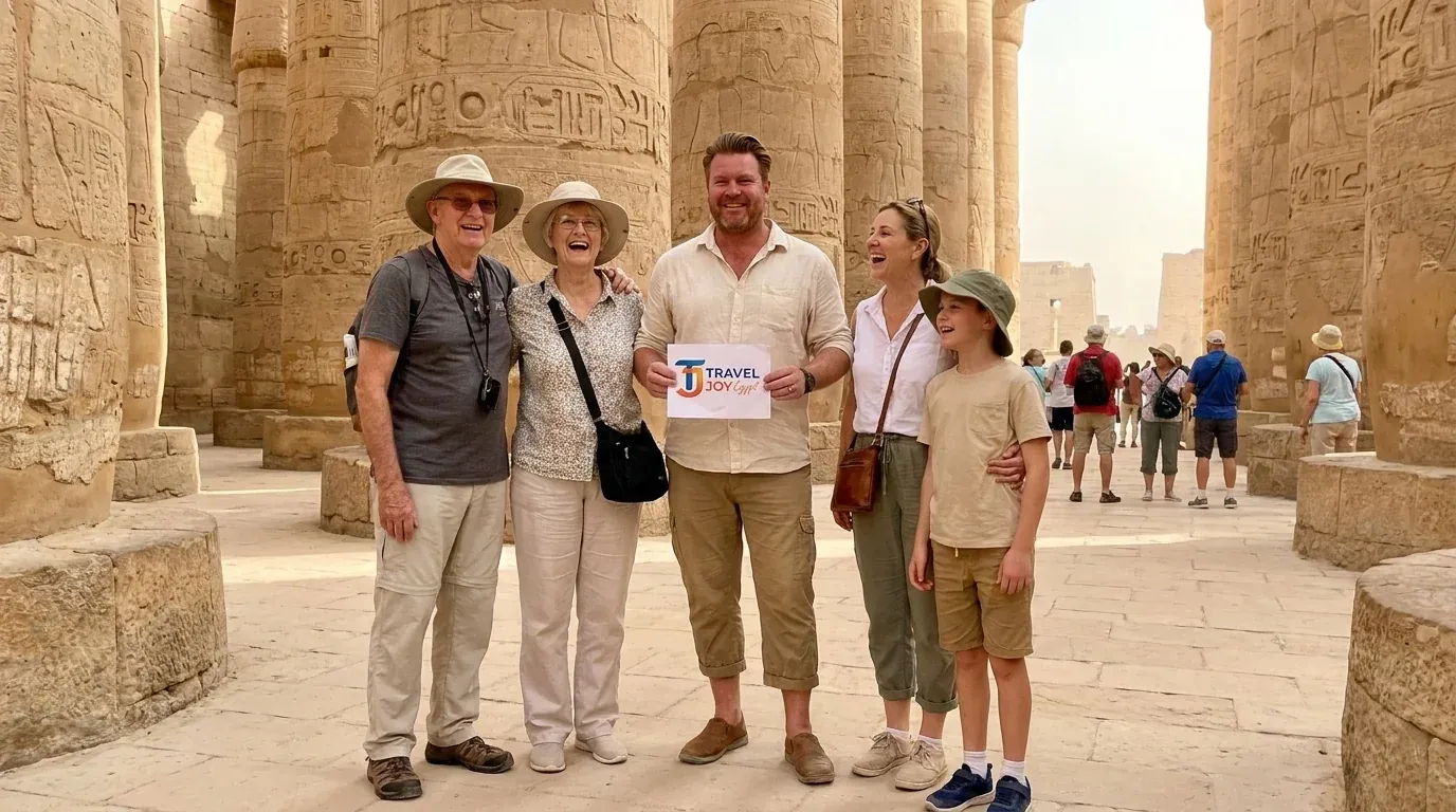 Cestovatelé u Karnak Temple, Luxor – 15denní ultimátní rodinná cesta po Egyptě