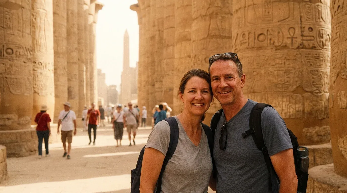 Reisende bei Karnak Temple, Luxor – Ägypten & Jordanien Überland: 15 Tage antike Wunder