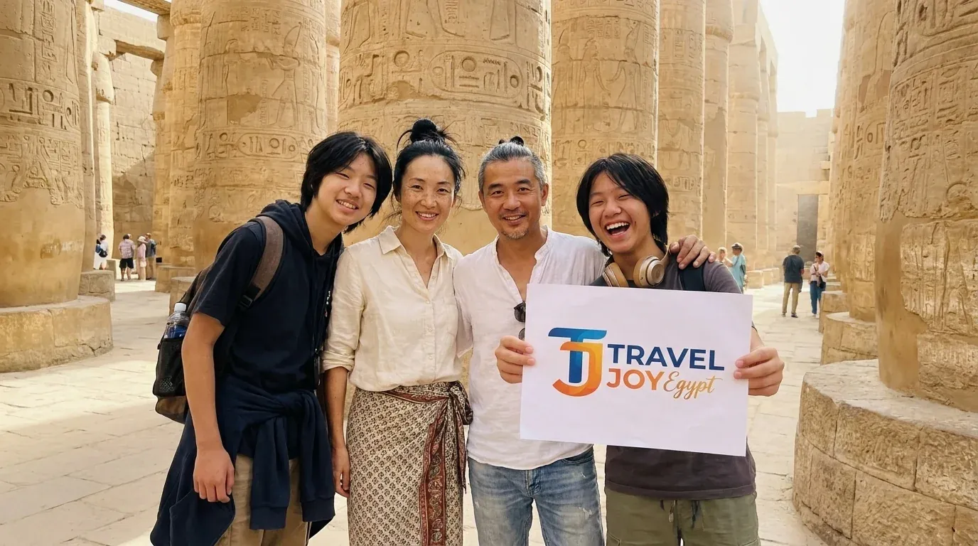 Viajeros en Karnak Temple, Luxor – Egipto y Jordania Gran Tour: El Cairo, Nilo, Petra