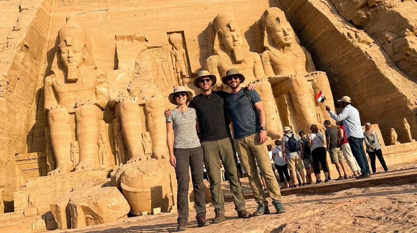 Cestovatelé u Abu Simbel Temples, Aswan – Egypt, Jordánsko a Turecko: 16denní velká cesta