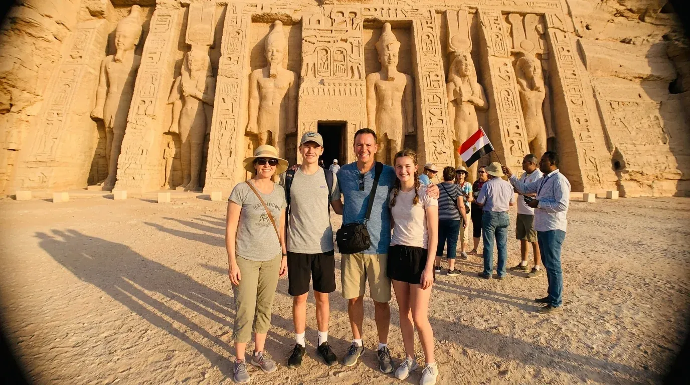 Reisende bei Abu Simbel Temples, Aswan – 17-tägiges großes Ägypten-Abenteuer