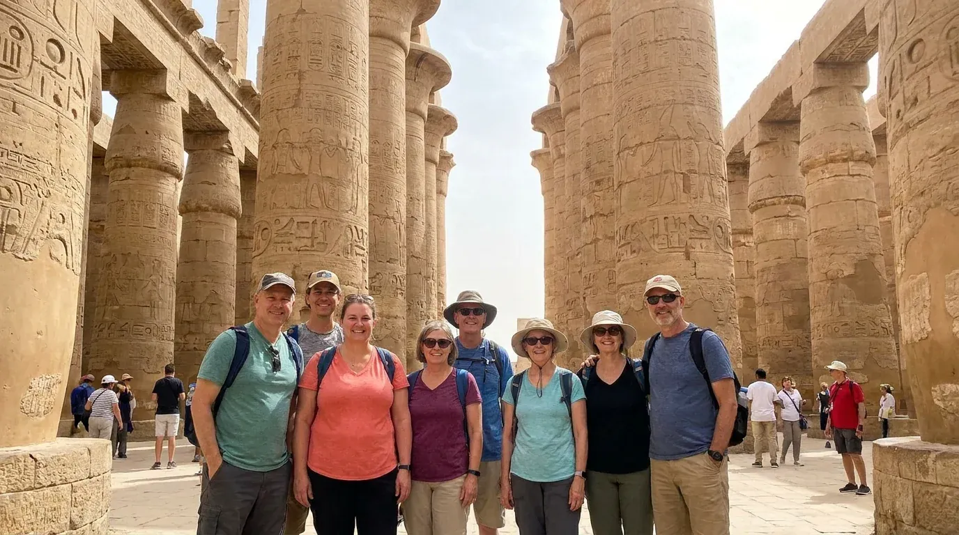 Reisende bei Karnak Temple, Luxor – 17-tägige große Ägypten-Odyssee: Pyramiden bis Siwa