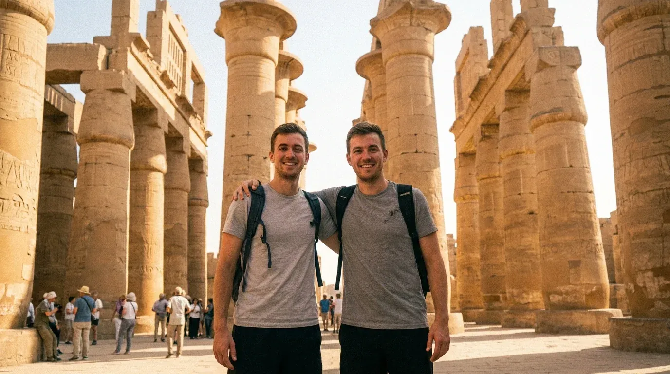 Viajantes em Karnak Temple, Luxor – Egito, Marrocos e Jordânia 18 Dias de Maravilhas