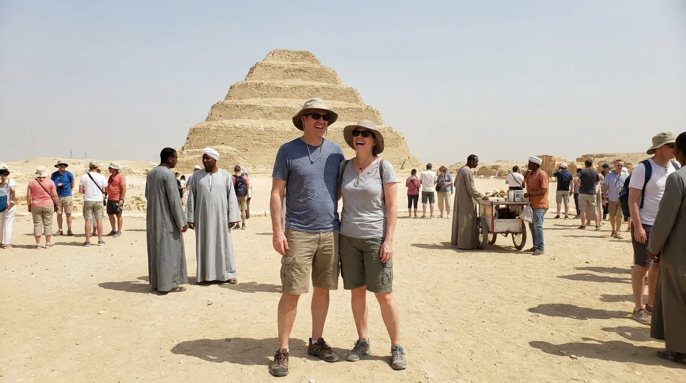 Viajantes em Step Pyramid of Djoser, Saqqara – Exploração Ultimate do Egito em 18 Dias