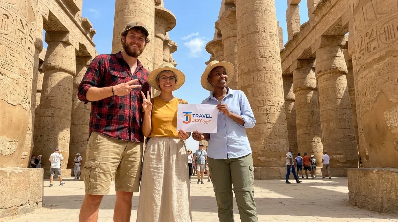 Reisende bei Karnak Temple, Luxor – 19 Tage Rabat Kairo Nilkreuzfahrt Marrakesch Petra Tour