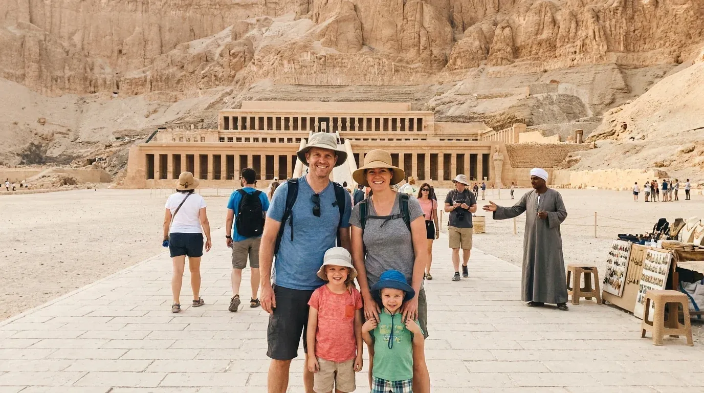 Reisende bei Temple of Hatshepsut, Luxor – 2 Tage Assuan, Abu Simble und Luxor ab Kairo