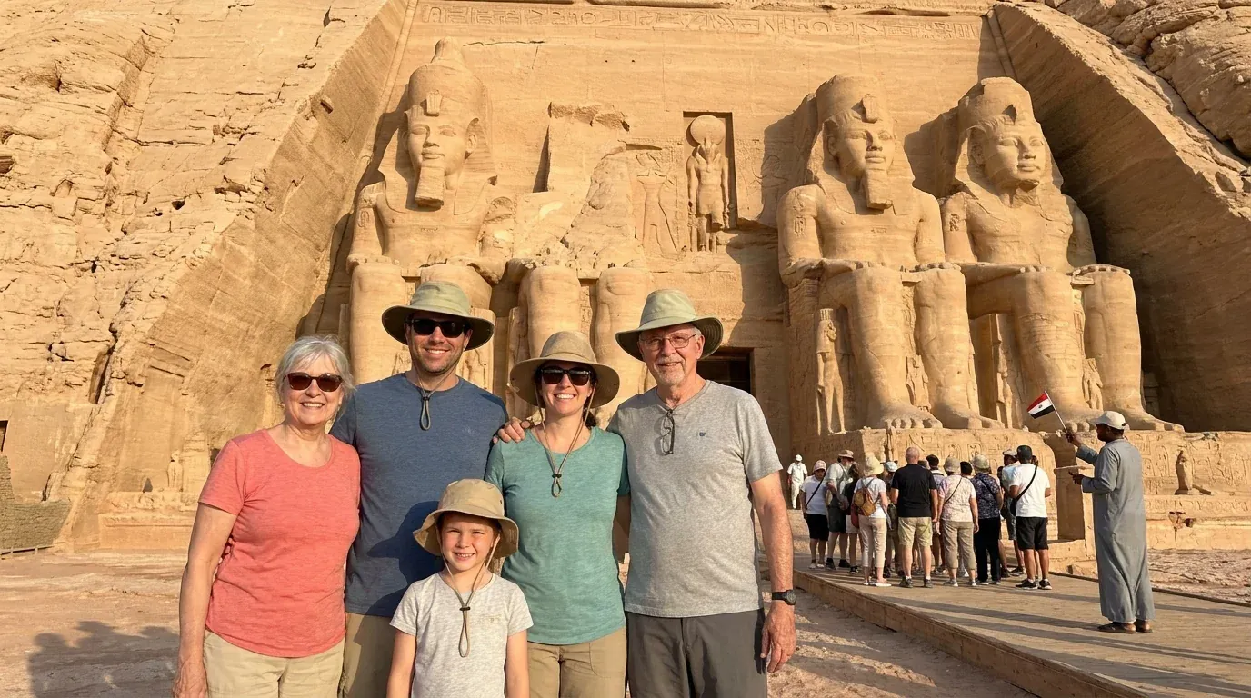 Viajeros en Abu Simbel Temples, Aswan – 21 Días de Senderismo y Odisea en el Antiguo Egipto