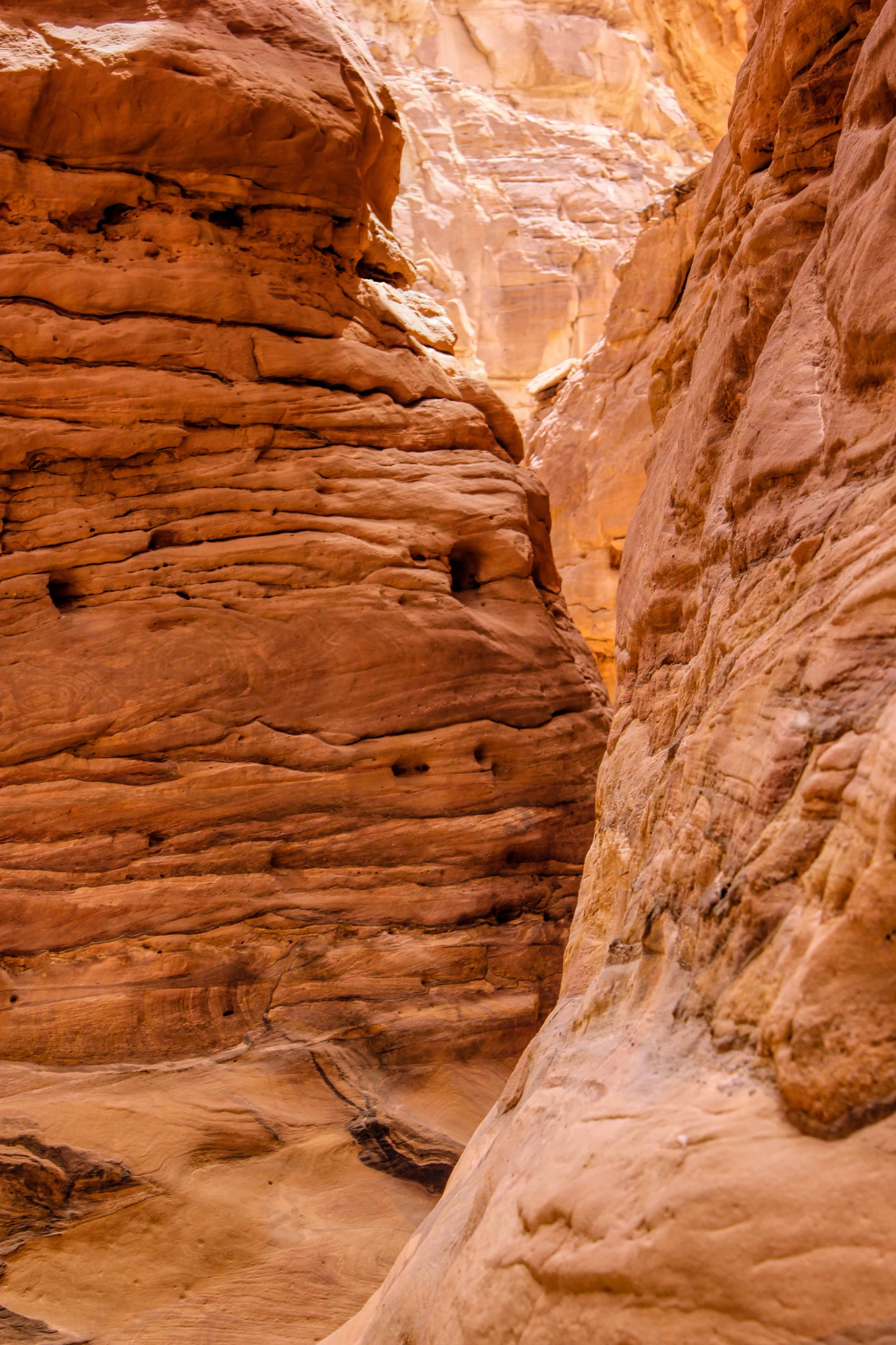 Close-up of the intensely colored sandstone in the canyon