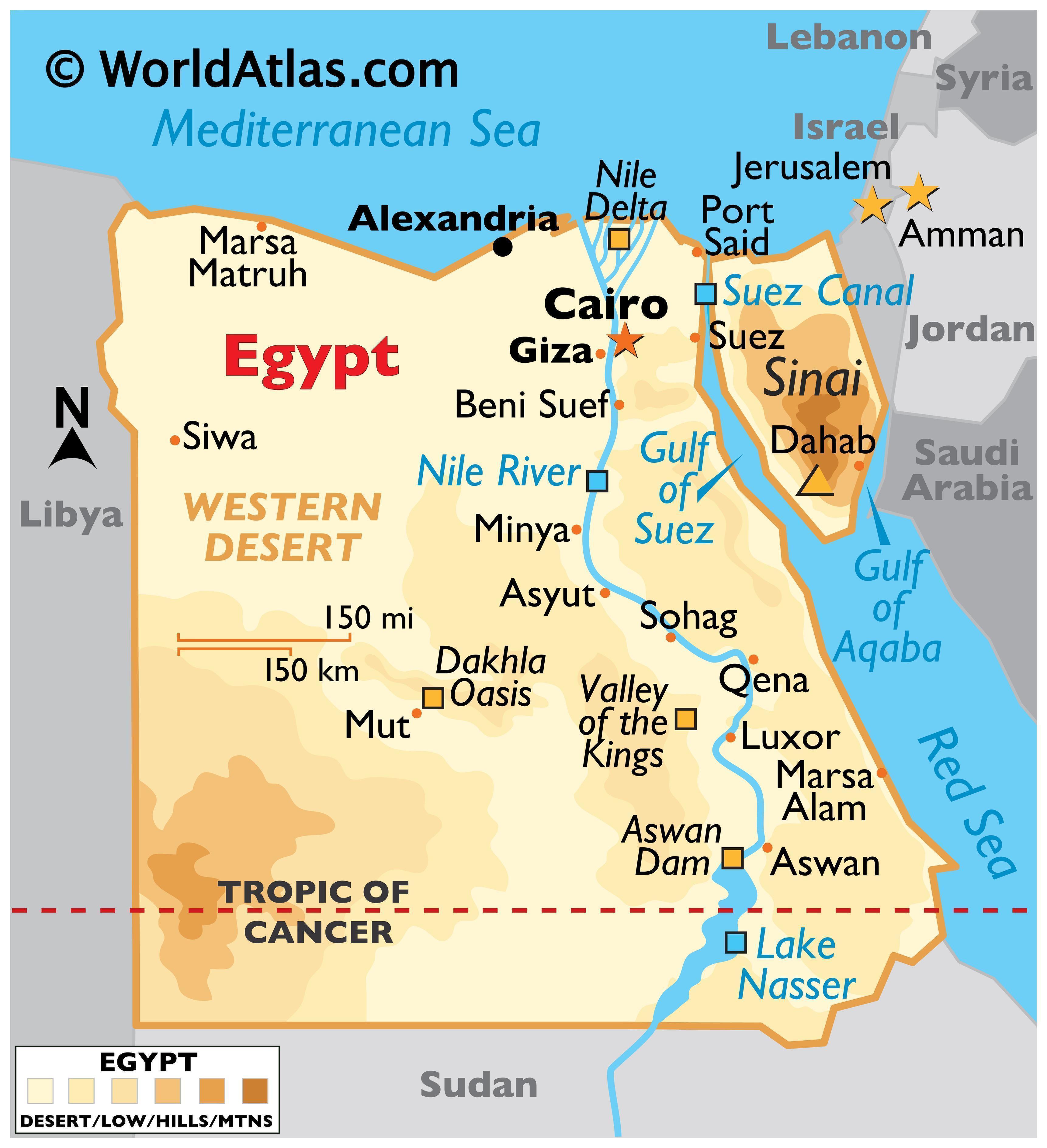 Map of Egypt highlighting its geographical location