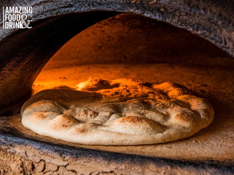 Close-up of freshly baked Aish Baladi, flatbread