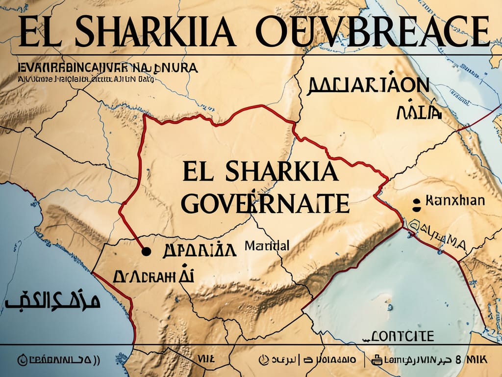 Mapa zobrazující umístění guvernorátu El Sharkia v Egyptě