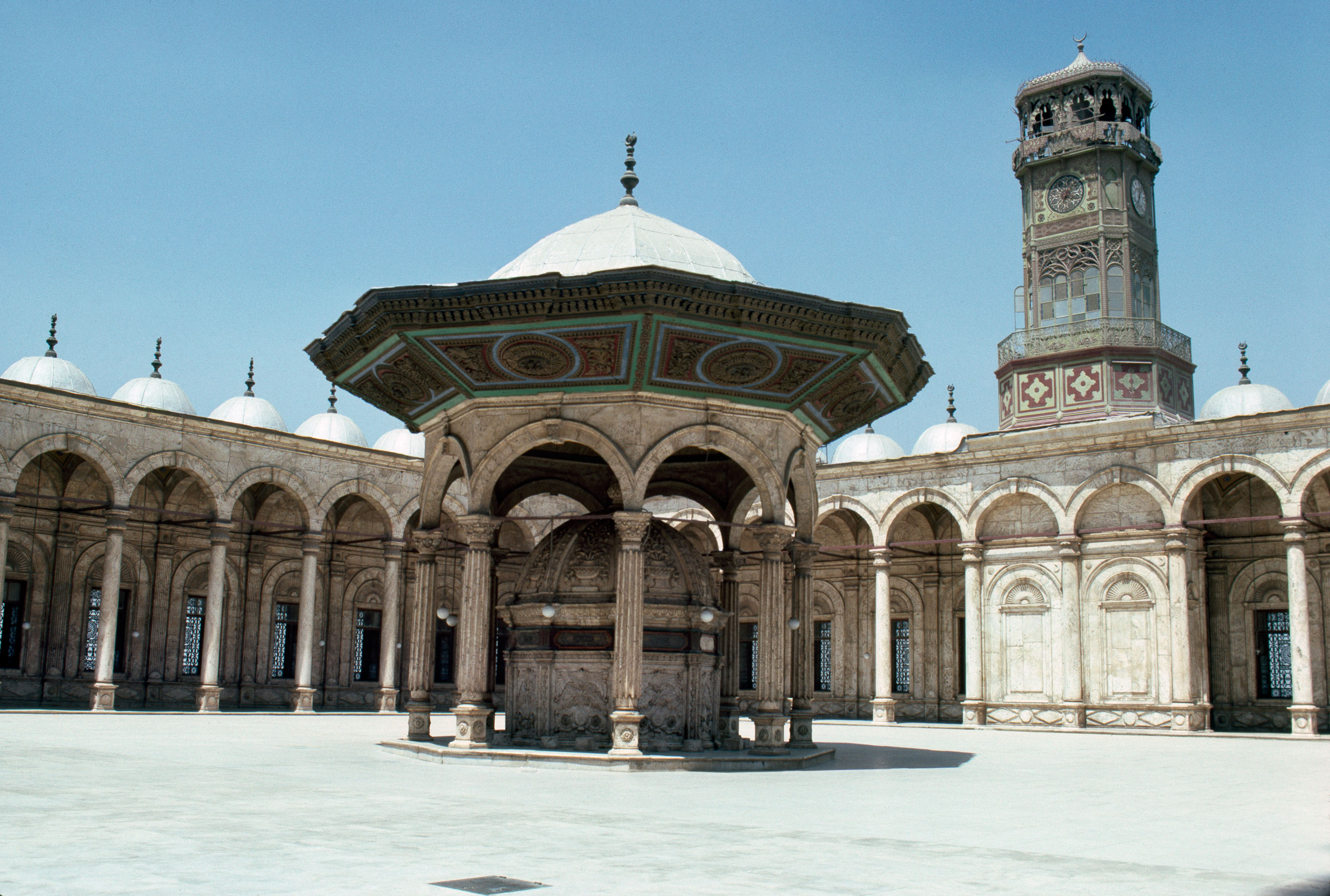 ablution and fountain and courtyard of the great mosque of Muhammed ali pasha, Salah El Din Citadel Cairo