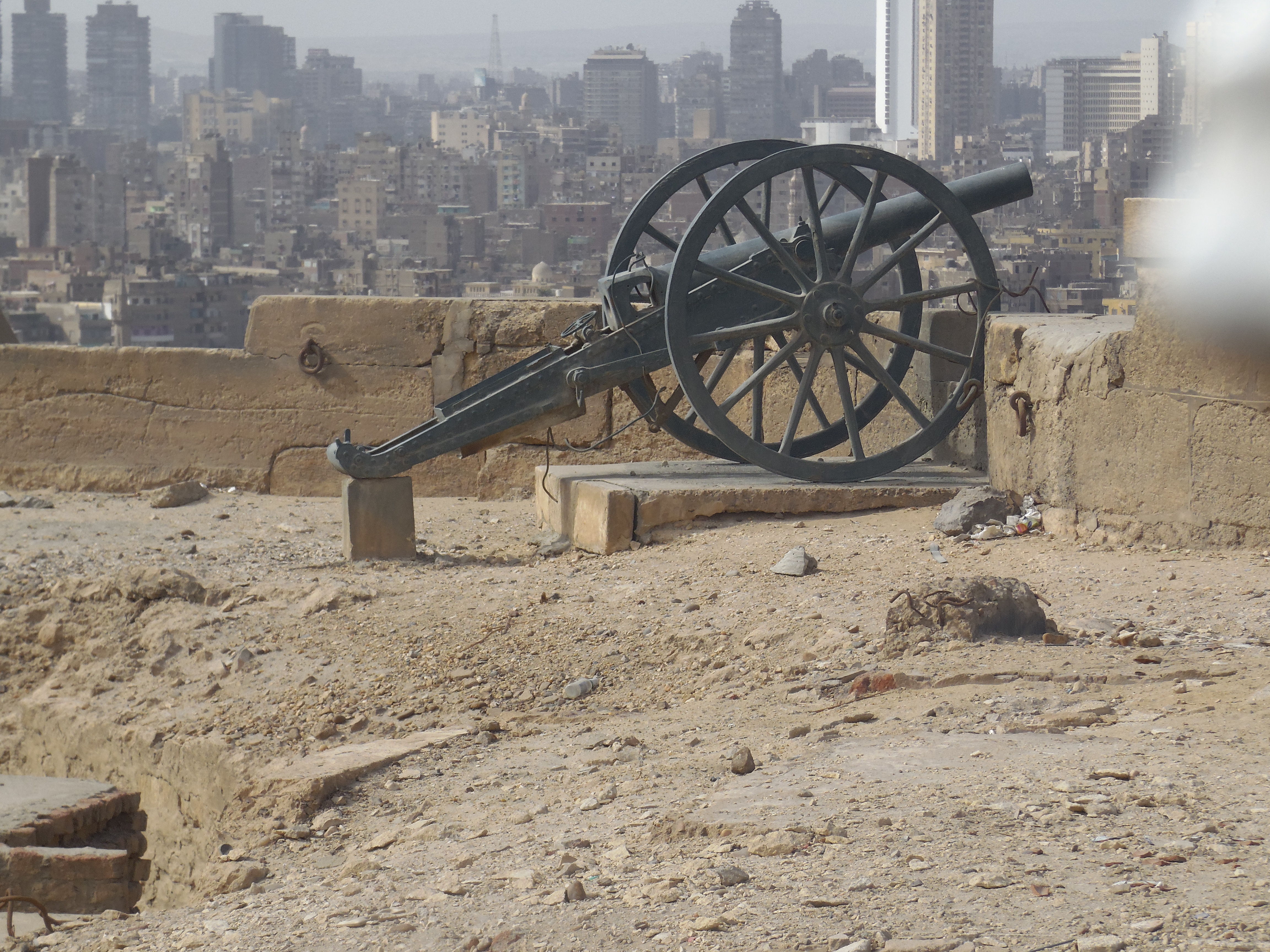 Iftar Cannon that goes off and fire in Ramadan to announce muslims with breakfast time after sunset to break their fast, Salah El Din Citadel Cairo