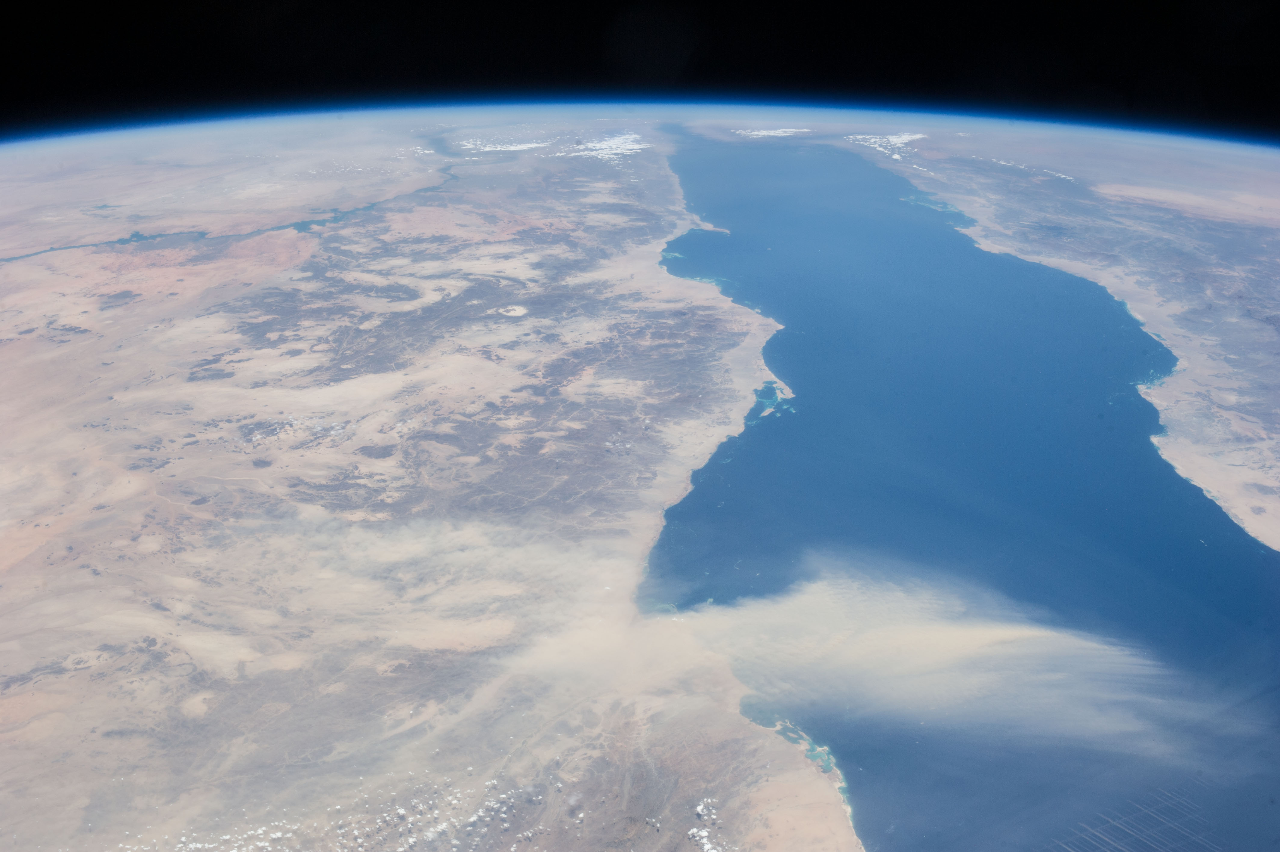 Panoramic view of the coastline and clear waters at Ras Mohammed National Park